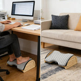 Bamboo Adjustable Office Desk Footrest Ergonomic Cushion Under Desk Foot Rest Stool for Home Office Gaming Comfort