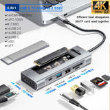12-in-1 USB C Docking Station M.2 SSD Enclosure USB C HUB TYPE C to HDMI Adapter 4K60Hz 1000Mbps PD100W USB3.0 5Gbps For Macbook