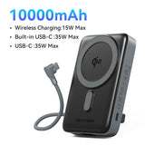 Vention Qi2 Magnetic 10000mAh 15W Power Bank PD 35W with Built-in C Cable Qi2-Certified for iPhone 17 Magsafe Charger Powerbank
