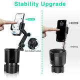 Car Cup Holder Expander with Cell Phone Mount 360 Rotation Cup Holder Expander Smartphone Mount Auto Interior Accessories