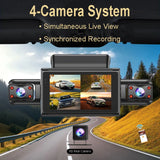 4K 4CH Hidden Car DVR with APP 24H Parking Mode G Sensor Motion Detect Loop Record Time Lapse Stealth Recording Night Vision WDR