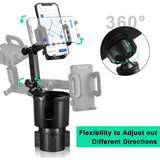 Car Cup Holder Expander with Cell Phone Mount 360 Rotation Cup Holder Expander Smartphone Mount Auto Interior Accessories