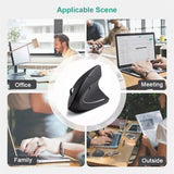 HOMEFISH Vertical Mouse Ergonomic 2.4GHz Wireless Optical Mice 3 Adjustable DPI 800/1200/1600 6 Buttons for Laptop PC Computer