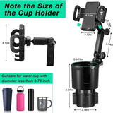 Car Cup Holder Expander with Cell Phone Mount 360 Rotation Cup Holder Expander Smartphone Mount Auto Interior Accessories