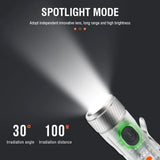 BORUiT Powerful LED Mini Keychain Flashlight 1000LM Work Light Waterproof USB Rechargeable Portable Torch with UV Pocket Lantern