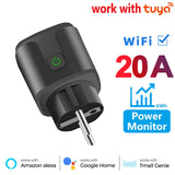 Tuya EU Smart Plug,20A WIFI Smart Socket,With Power Monitoring,Remote Control,Support Alexa Google Home Yandex Voice Control
