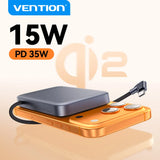 Vention Qi2 Magnetic 10000mAh 15W Power Bank PD 35W with Built-in C Cable Qi2-Certified for iPhone 17 Magsafe Charger Powerbank