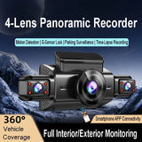 4K 4CH Hidden Car DVR with APP 24H Parking Mode G Sensor Motion Detect Loop Record Time Lapse Stealth Recording Night Vision WDR